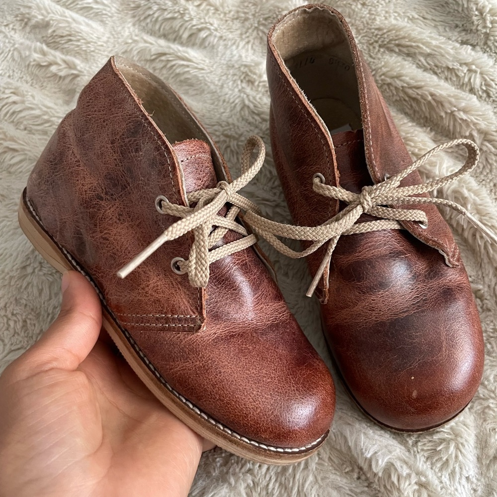 Kids Brown Leather Chukka Boots